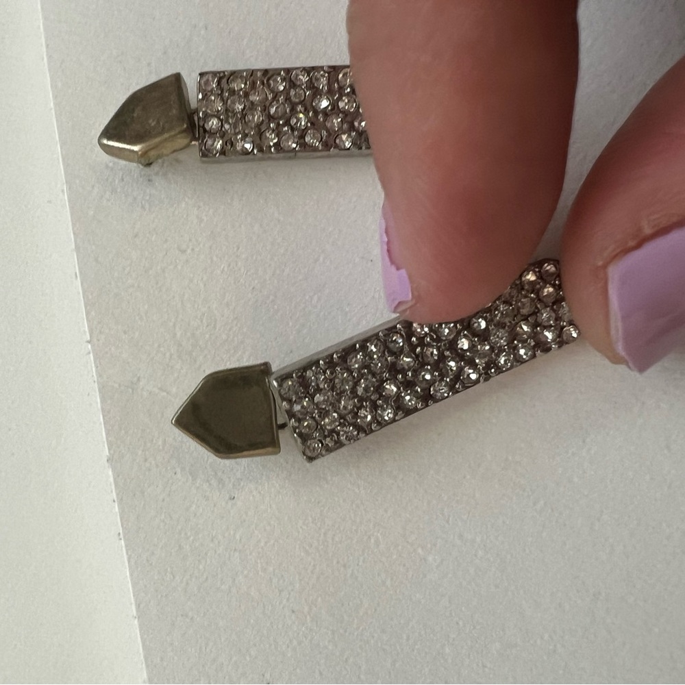 Brass & Crystal Edgy BCBG Earrings - Picture 4 of 4